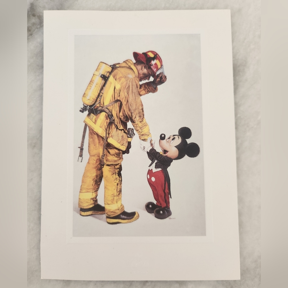 "Mickey And The Firefighter" - Art Print Postcard 5"x7"